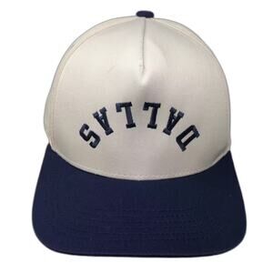 Dallas Embroidered 5 Panel Hat Beige Blue Two Tone OS Structured Adjustable Cap